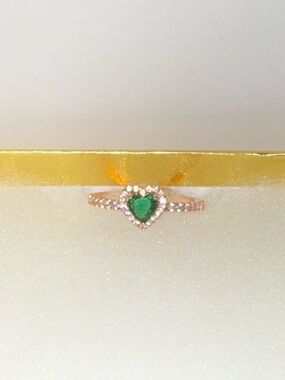 NWOT Pandora .925 Silver/Rose Gold Plated with Green Crystal Hesrt